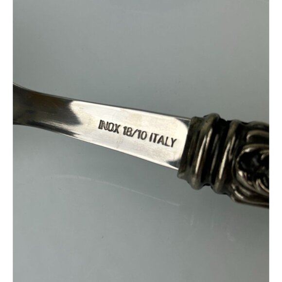 INOX Napoleon 18/10 Made in Italy Blue Stainless Steel Serving Spoon & Fork 9.5" - Picture 13 of 15